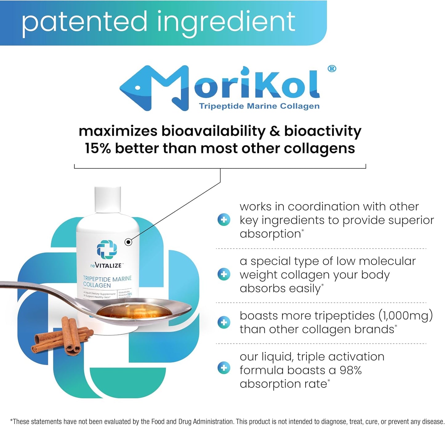 Hydrolyzed Marine Collagen Peptides Supplement for Hair, Skin, Nails - Anti-Aging, Skin Renewal, Healthy Joints - Cinnamon Flavor, 30 Servings