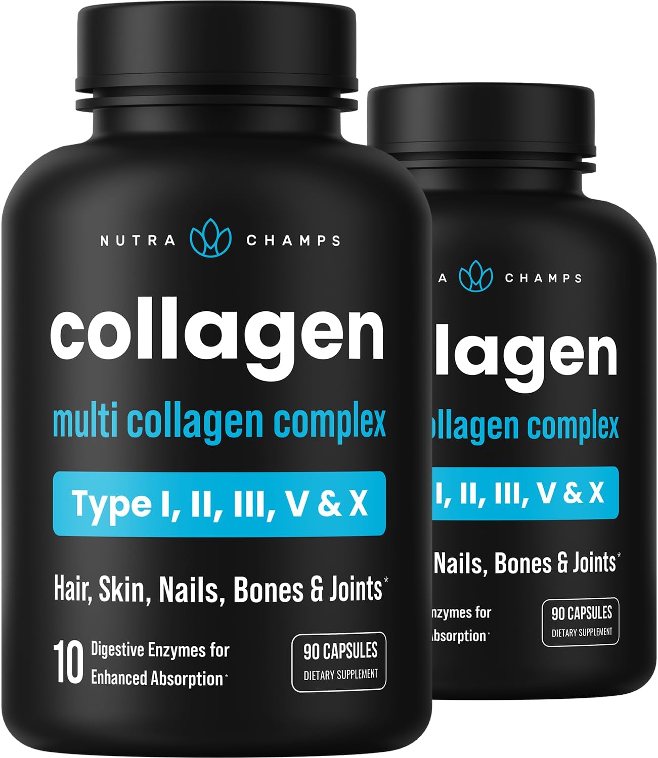 Hydrolyzed Multi Collagen Pills for Women & Men, Types I, II, III, V, X, Protein Supplement, 360 Capsules (2-Pack)