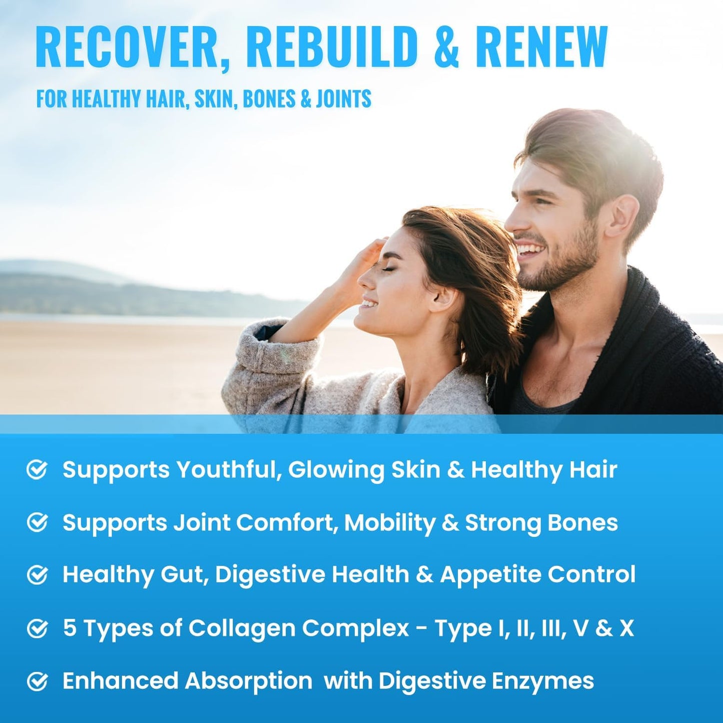 Hydrolyzed Multi Collagen Pills for Women & Men, Types I, II, III, V, X, Protein Supplement, 360 Capsules (2-Pack)