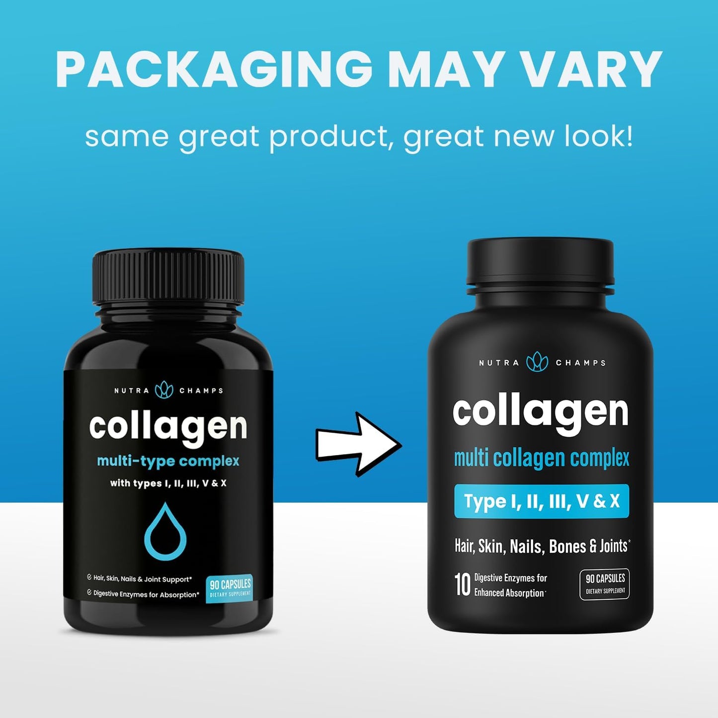 Hydrolyzed Multi Collagen Pills for Women & Men, Types I, II, III, V, X, Protein Supplement, 360 Capsules (2-Pack)