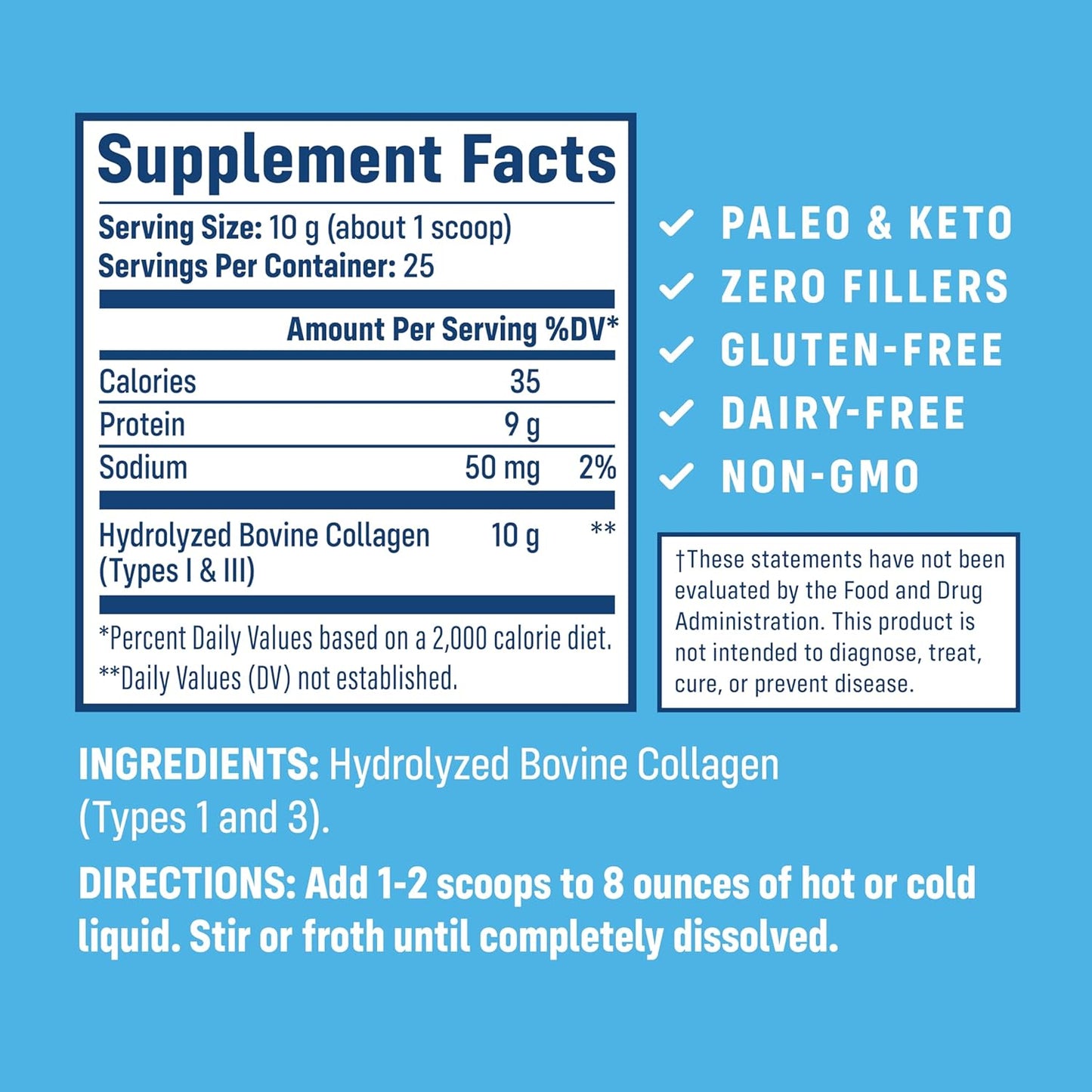 Hydrolyzed Type 1 & 3 Collagen Powder for Skin, Hair, Nails - 8.8 oz (25 Servings) by NativePath