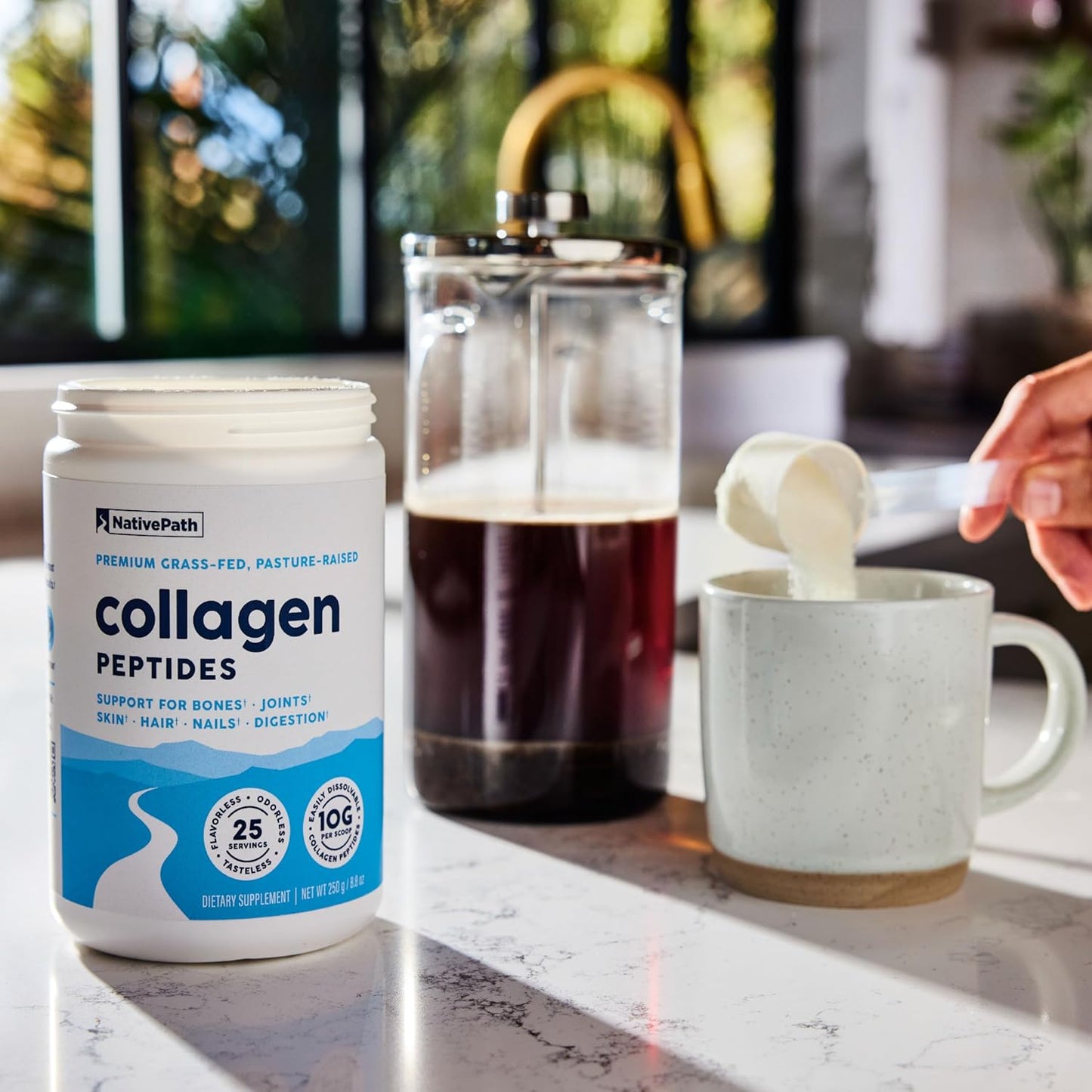 Hydrolyzed Type 1 & 3 Collagen Powder for Skin, Hair, Nails - 8.8 oz (25 Servings) by NativePath