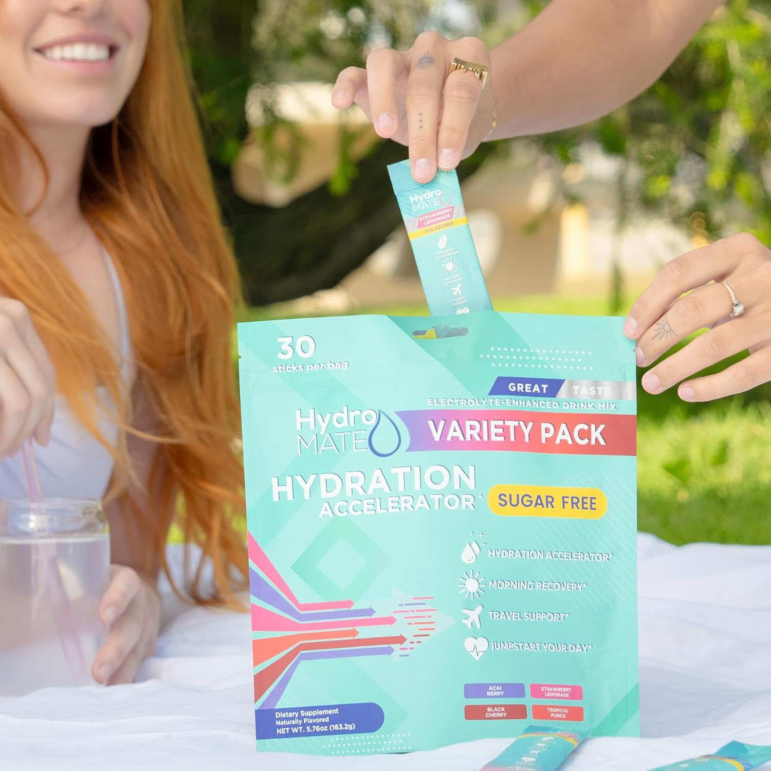 HydroMATE Electrolytes Powder Variety Pack - 30 Sugar-Free Hydration Packets with Vitamin C for Energy Boost - Perfect for Keto Diet & Party Favors