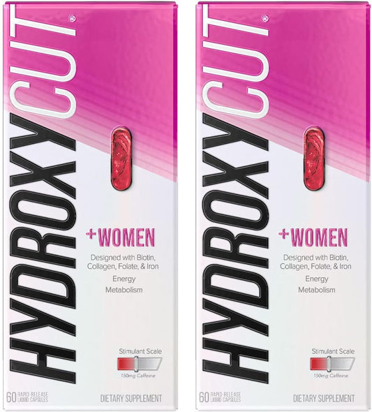 Hydroxycut Women Rapid-Release Liquid Capsules - Pack of 2 with Biotin, Collagen, Folate & Iron