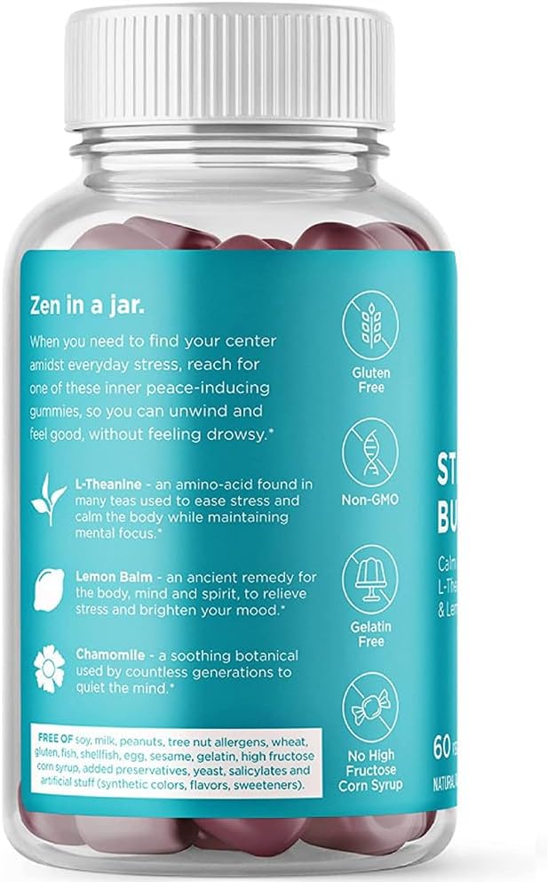 Hyland's Stress Busters Gummies: Vegan Calm and Focus Supplement with L-Theanine, Chamomile, and Lemon Balm - 60 Gummies