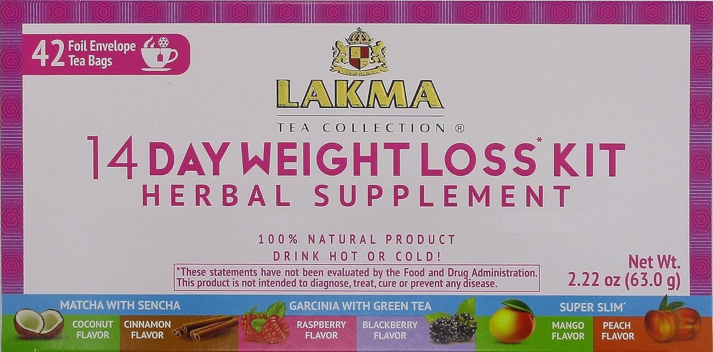HYLEYS Lakma Green Tea Weight Loss Kit - 14 Days Supply, 42 Tea Bags