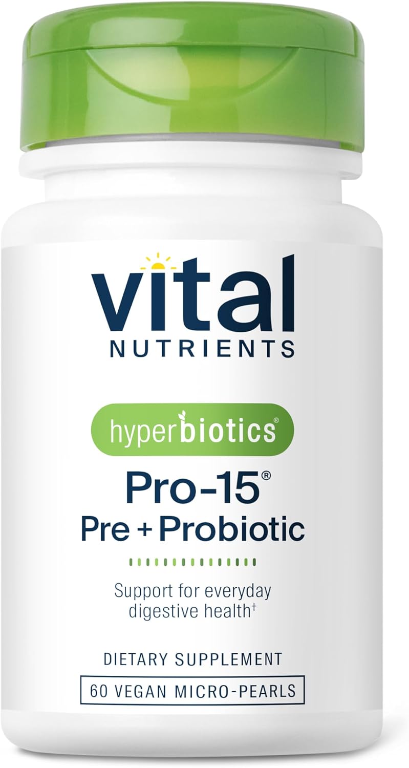 Hyperbiotics Pro-15 Pre + Probiotic Supplement | 15 Strains | Supports Digestive Health | Vegan | 60 Pearl Tablets