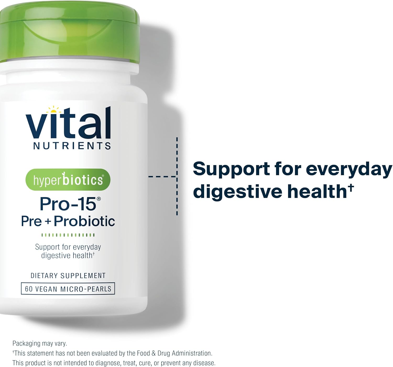 Hyperbiotics Pro-15 Pre + Probiotic Supplement | 15 Strains | Supports Digestive Health | Vegan | 60 Pearl Tablets