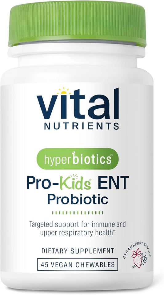 Hyperbiotics Pro Kids Probiotic ENT - Strawberry-Lemon Chewable Tablets | Immune & Digestive Support for Toddlers | Sugar-Free Kids Probiotics