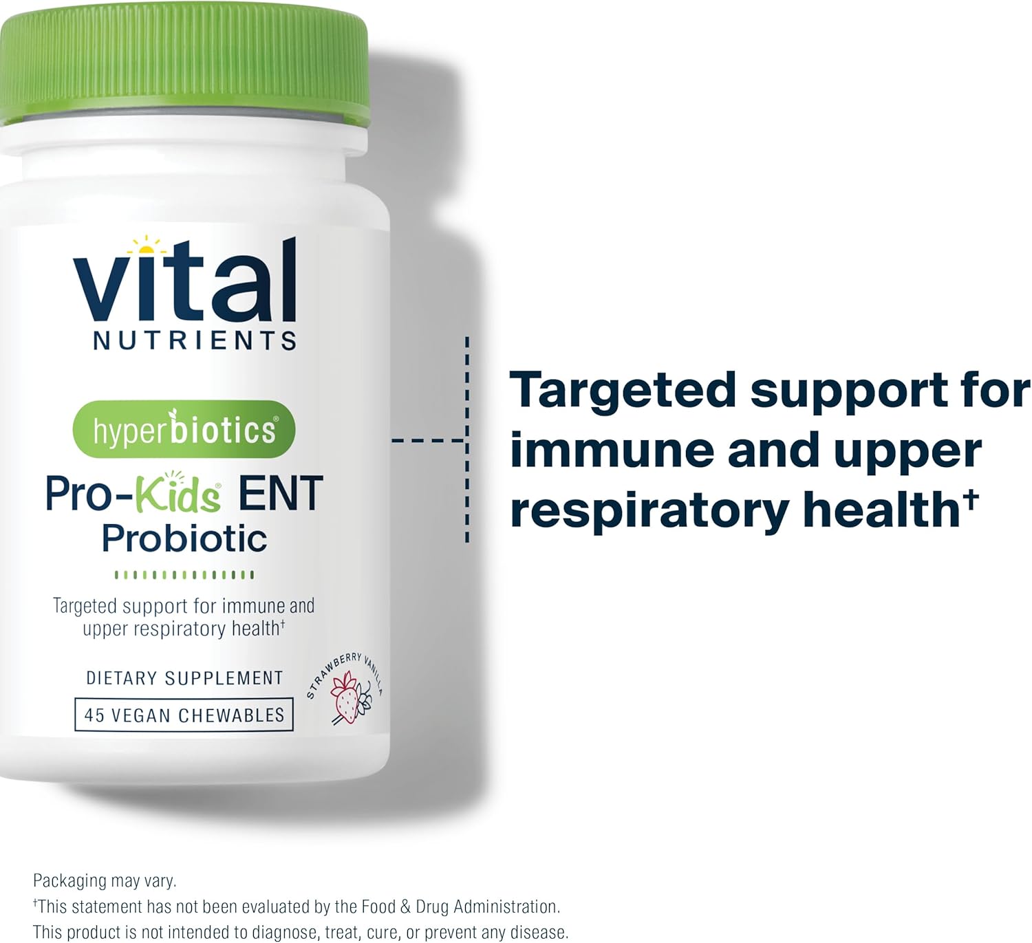 Hyperbiotics Pro Kids Probiotic ENT - Strawberry-Lemon Chewable Tablets | Immune & Digestive Support for Toddlers | Sugar-Free Kids Probiotics