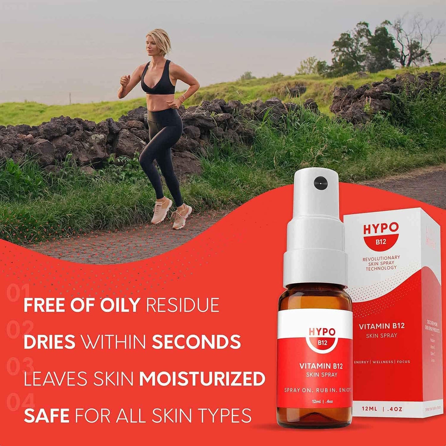 Hypo Vitamin B12 Spray by Eirtree Health | 16x More Effective Than Pills | Rapid Absorption | Topical for Energy & Mood | 680 mcg Per Application | 30 Day Supply
