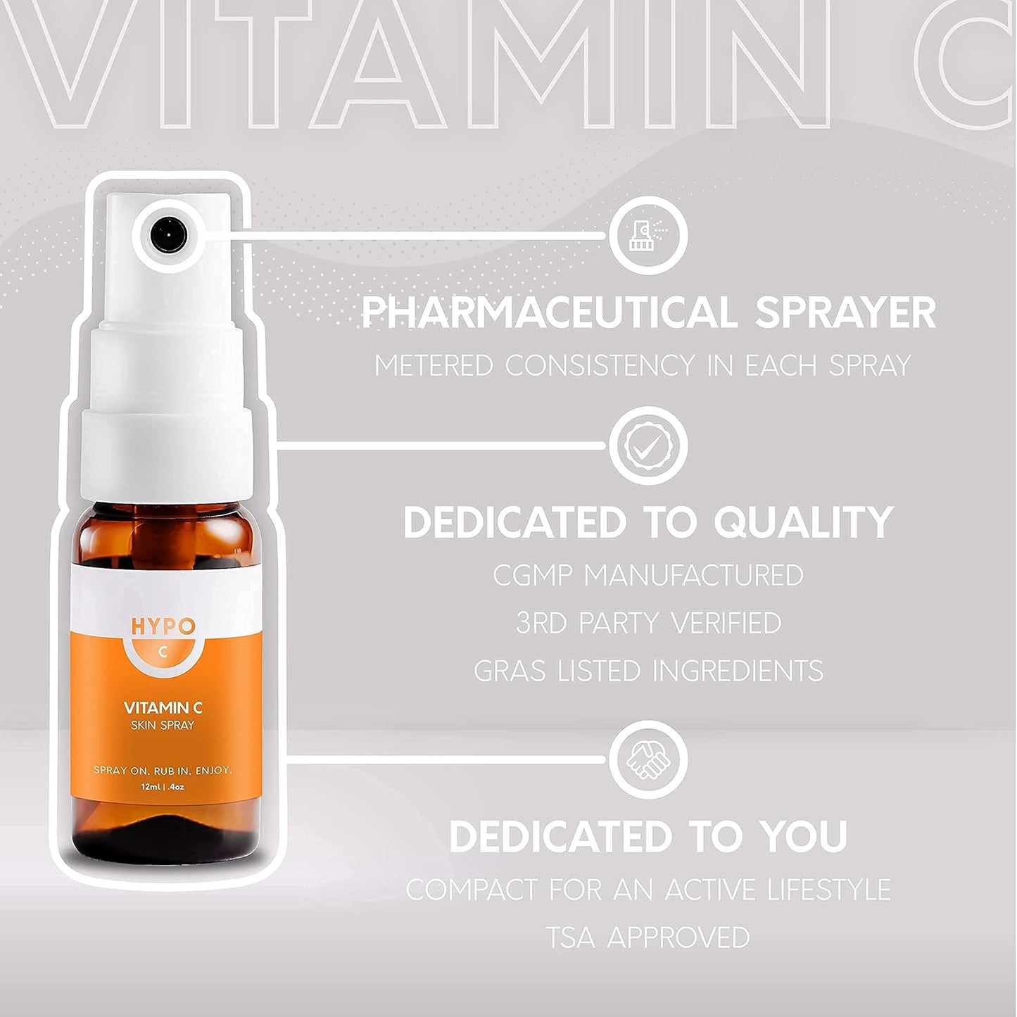 HYPO Vitamin C Spray by Eirtree Health | Organic Topical Supplement | Fast Absorption | Immune System Booster | 3,000 mg, 30 Day Supply