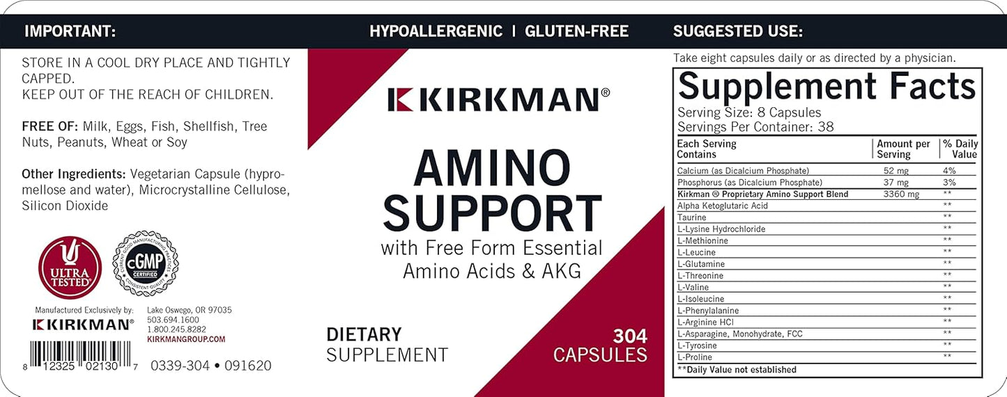 Hypoallergenic Kirkman Amino Support Capsules - 304 Capsules