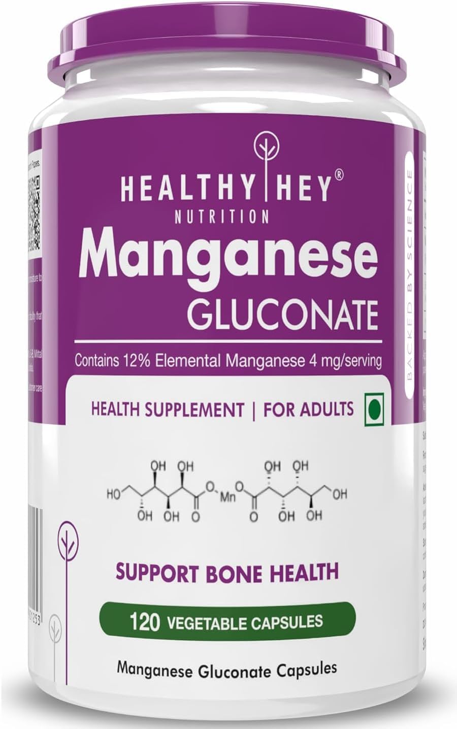 Hypoallergenic Manganese Gluconate Supplement for Connective Tissue and Bones - 120 Capsules