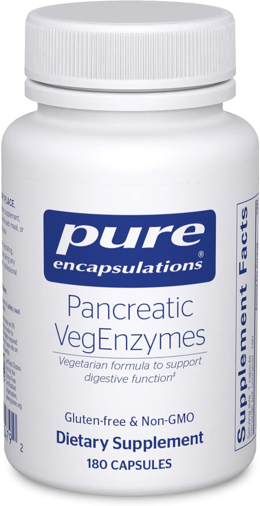 Hypoallergenic Pancreatic VegEnzymes for Carbohydrate, Lipid & Protein Digestion | 180 Capsules