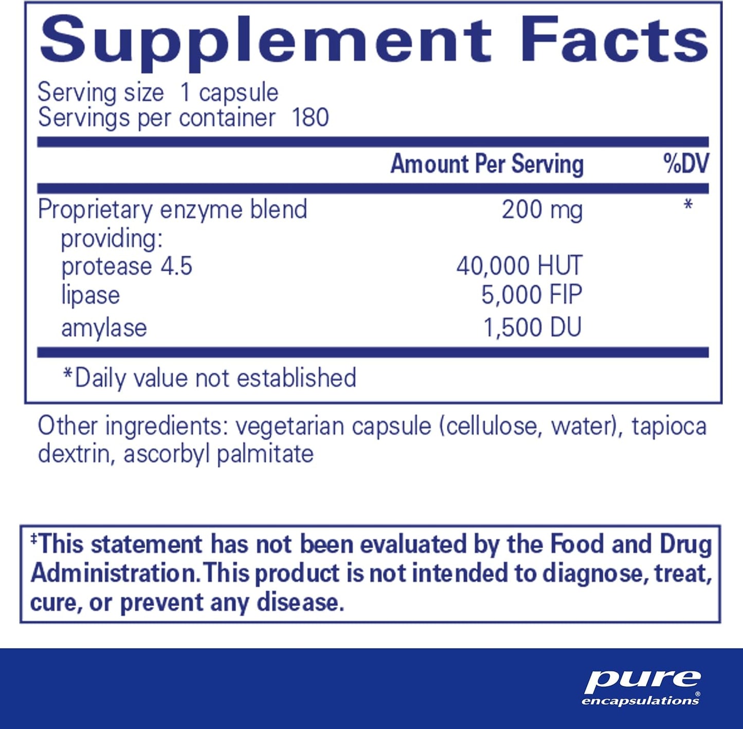 Hypoallergenic Pancreatic VegEnzymes for Carbohydrate, Lipid & Protein Digestion | 180 Capsules