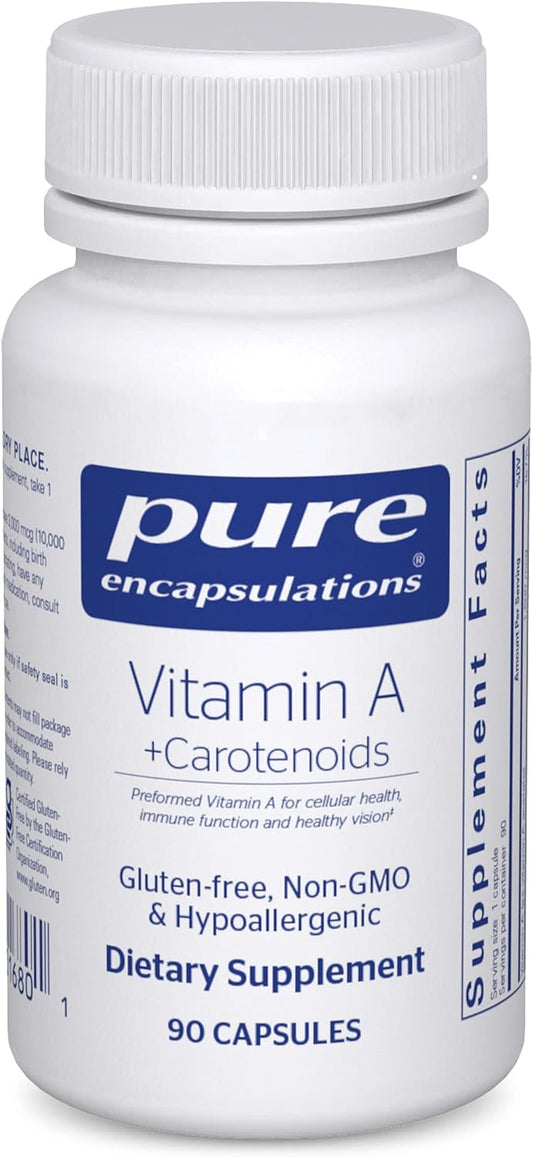 Hypoallergenic Vitamin A + Carotenoids Supplement with Lutein, Zeaxanthin, and Astaxanthin - 90 Capsules