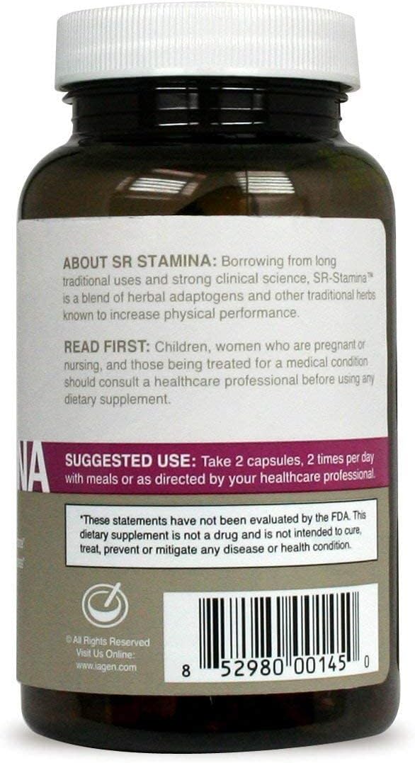 Iagen Professional SR Stamina Supplement with Maca Root Powder and Ashwagandha - Energy, Stamina, Athletic Performance, Memory Support - 120 Capsules