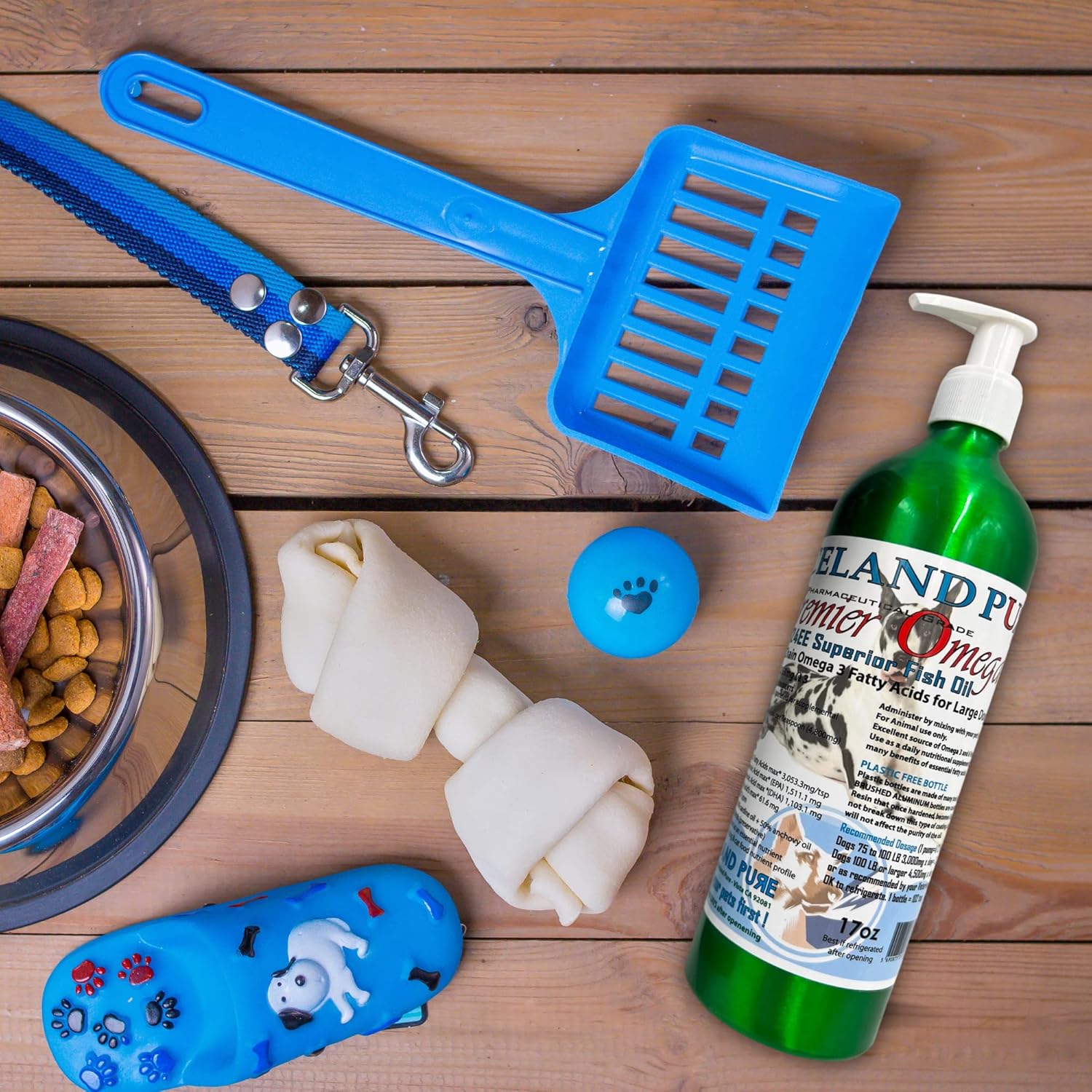 Iceland Pure Premier Omega Fish Oil Supplement for Large Dog Breeds | Wild Caught | 3053mg Omega-3 per Teaspoon | Ethyl Ester Distillation | BPA-Free Pump Bottle | 17oz Brushed Aluminum