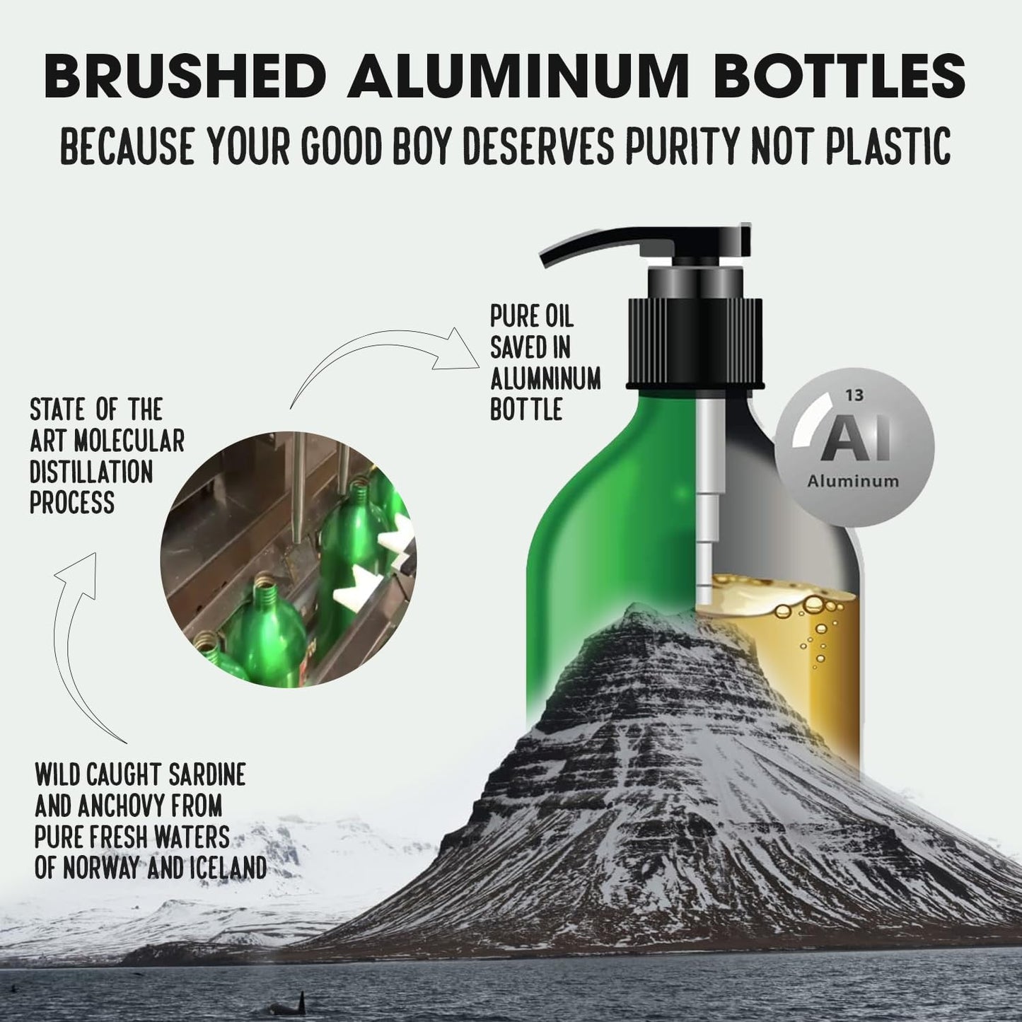 Iceland Pure Sardine Anchovy Oil for Dogs & Cats | Unscented Pharmaceutical Grade | 1296mg Omega | BPA-Free Pump Bottle 33 OZ