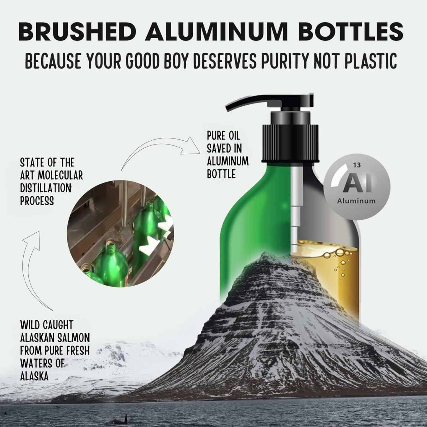 Iceland Pure Wild Alaskan Salmon Oil for Pets | Omega-3-Rich Blend | BPA-Free Pump Bottle - 17 oz