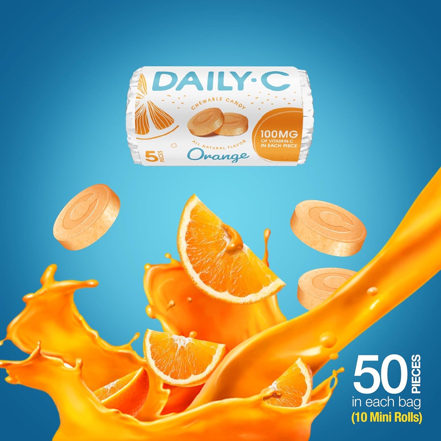 Iconic Candy Vitamin C Orange Chewables | 100MG Per Piece | Delicious Daily C Supplement