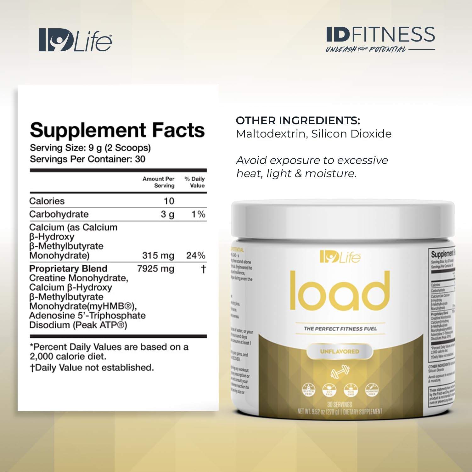 IDLife Premium Unflavored Fitness Fuel Drink Powder - Enhance Performance, Strength, Gains & Endurance - 30 Servings