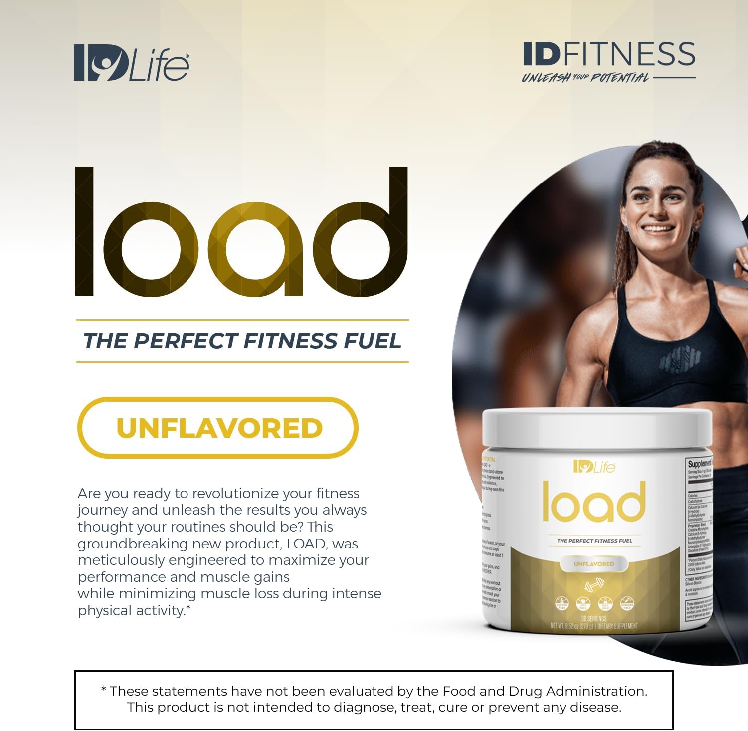 IDLife Premium Unflavored Fitness Fuel Drink Powder - Enhance Performance, Strength, Gains & Endurance - 30 Servings