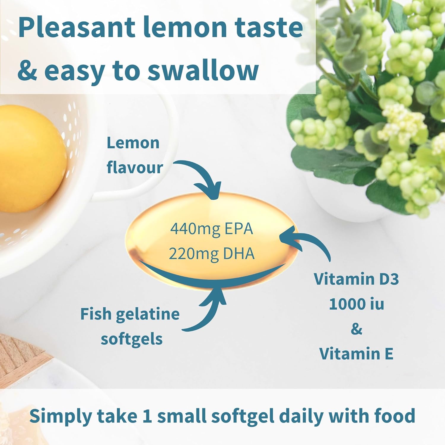 Igennus Advanced Omega-3 Fish Oil with Vitamin D3, 1-a-Day Softgels, High EPA & DHA, rTG Triglyceride Form, Non-GMO - 60 Count