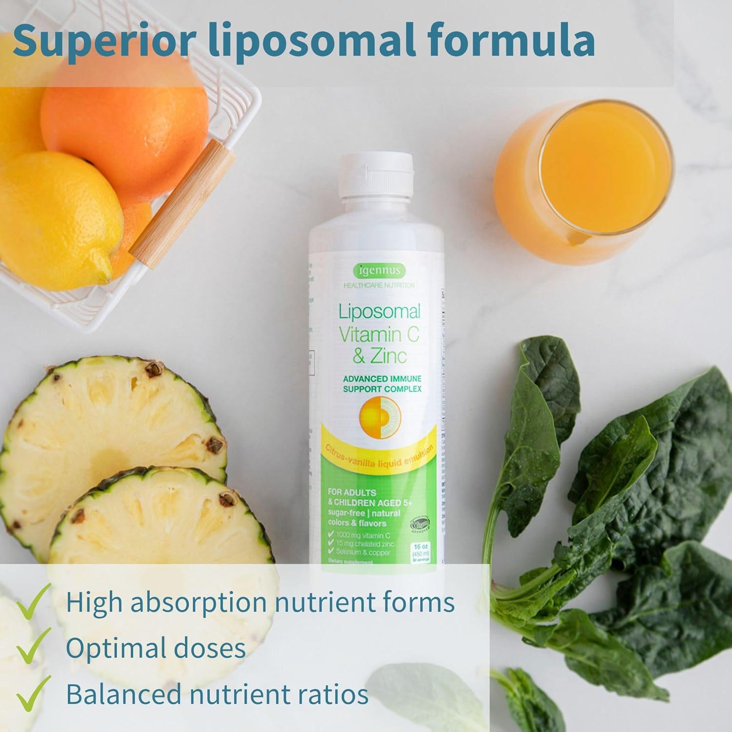 Igennus Healthcare Nutrition Liposomal Vitamin C & Zinc + Longvida Curcumin Bundle - High Absorption Immune Support Complex