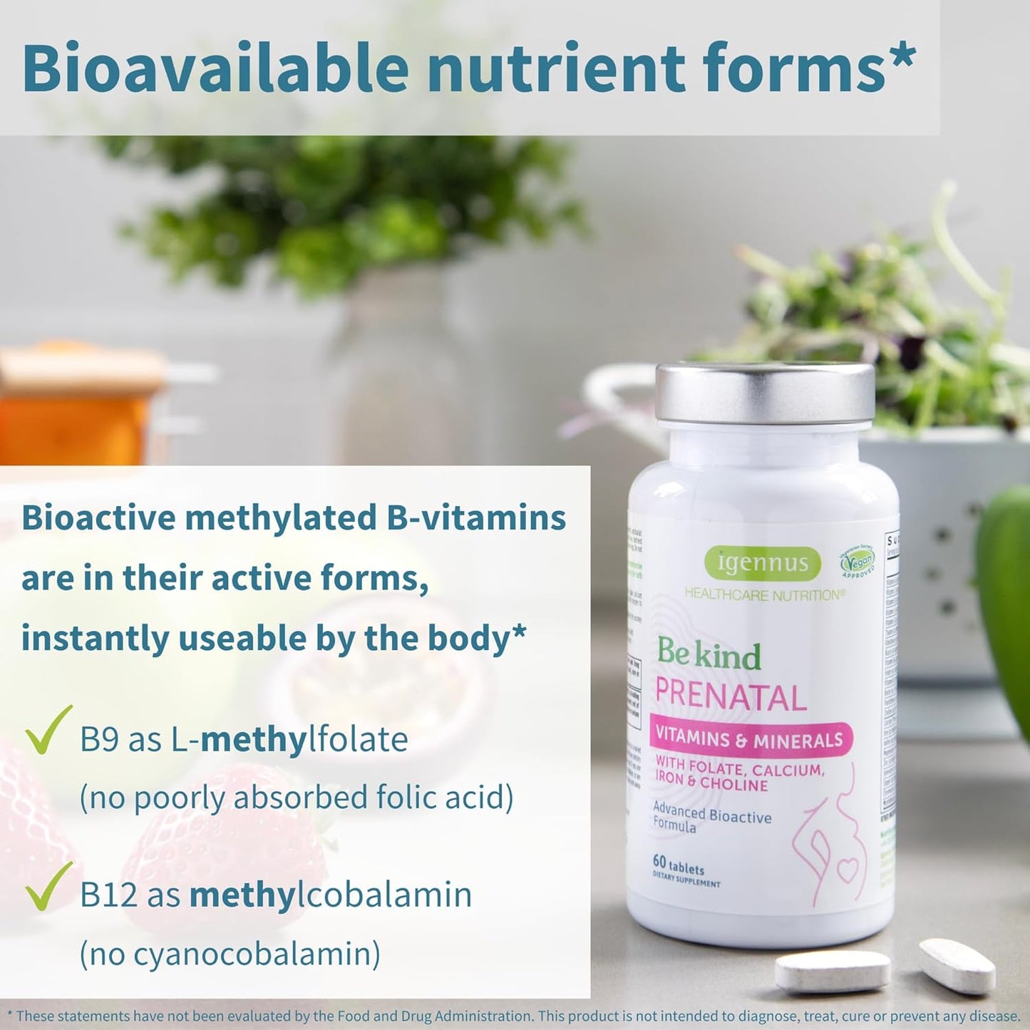 Igennus Methylated Prenatal Multivitamin for Women - Folate for MTHFR, High Absorption, Clean Label, Gentle Iron - Vegan Pregnancy Vitamins - Non-GMO - 360 Tablets
