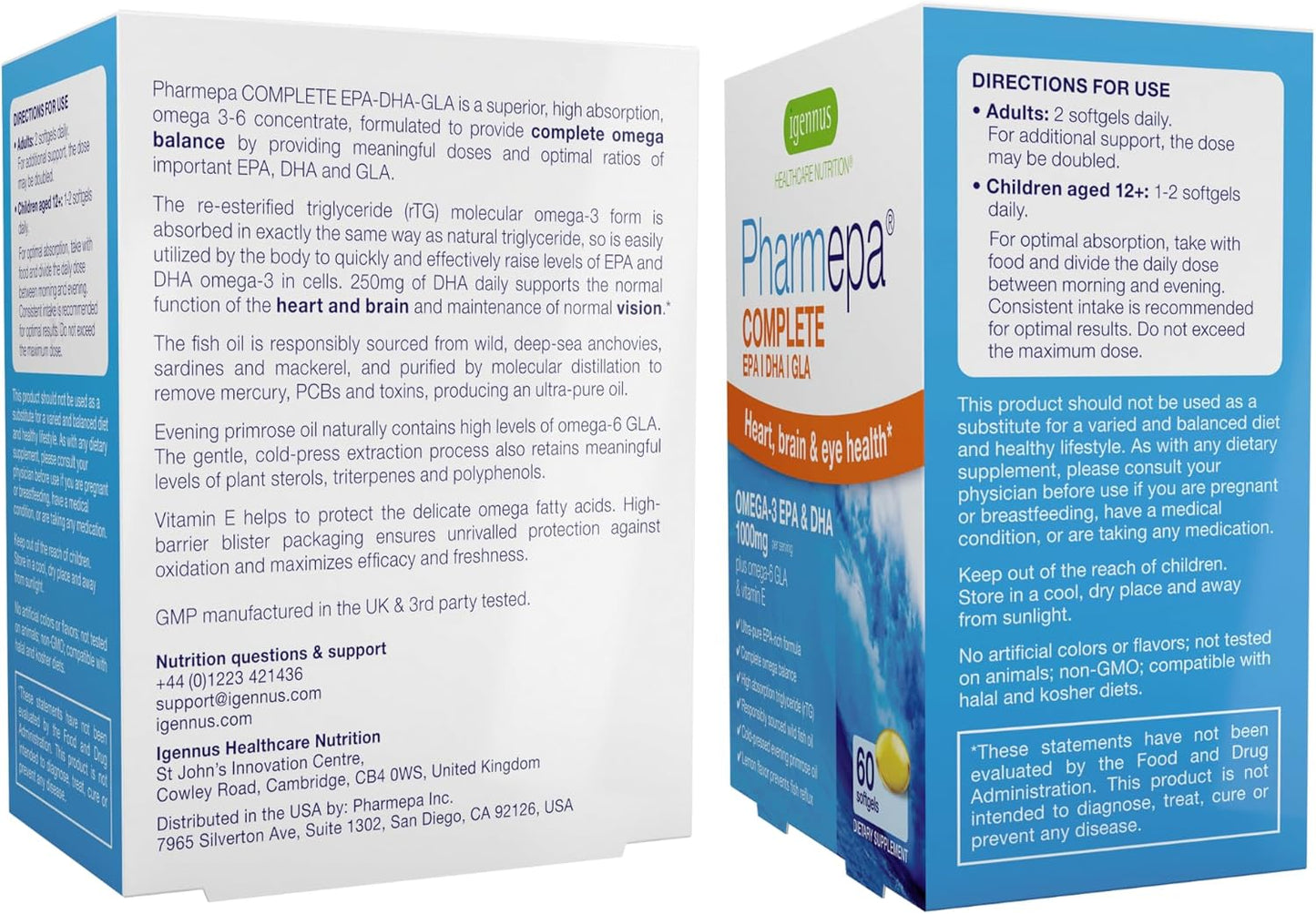 Igennus Pharmepa Complete EPA DHA Omega 3 Fish Oil with GLA, Lemon Flavor - 60 Softgels