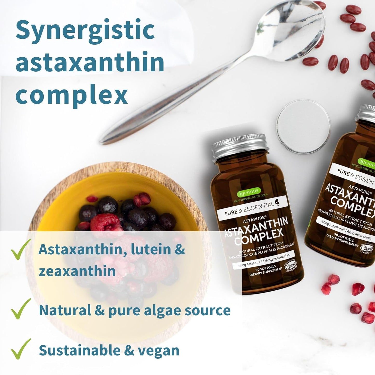 Igennus Women's Multivitamin Bundle with Astaxanthin Complex - Vegan, Sustained Release Formula with Iron and Natural Astaxanthin