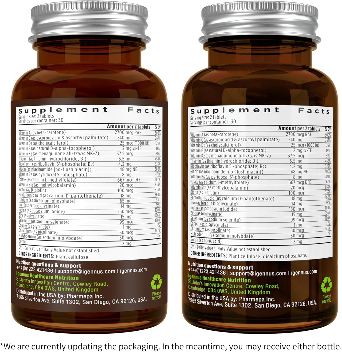 Igennus Women's Multivitamin with Methylated Folate for MTHFR, Iron, Non-GMO, Halal - 60 Vegan Tablets