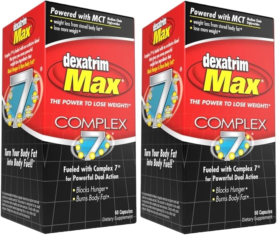 ILIOS Dexatrim Max Complex-7: Energy-Boosting Weight Loss Capsules with 7 Healthy Ingredients - 60 Capsules, 2 Pack