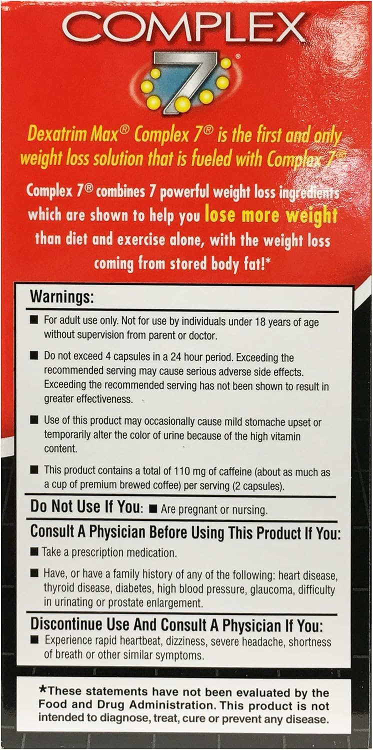 ILIOS Dexatrim Max Complex-7: Energy-Boosting Weight Loss Capsules with 7 Healthy Ingredients - 60 Capsules, 2 Pack