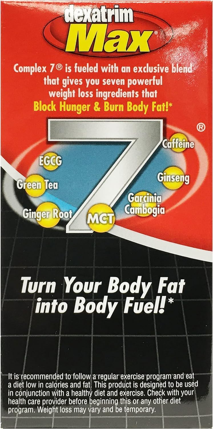 ILIOS Dexatrim Max Complex-7: Energy-Boosting Weight Loss Capsules with 7 Healthy Ingredients - 60 Capsules, 2 Pack