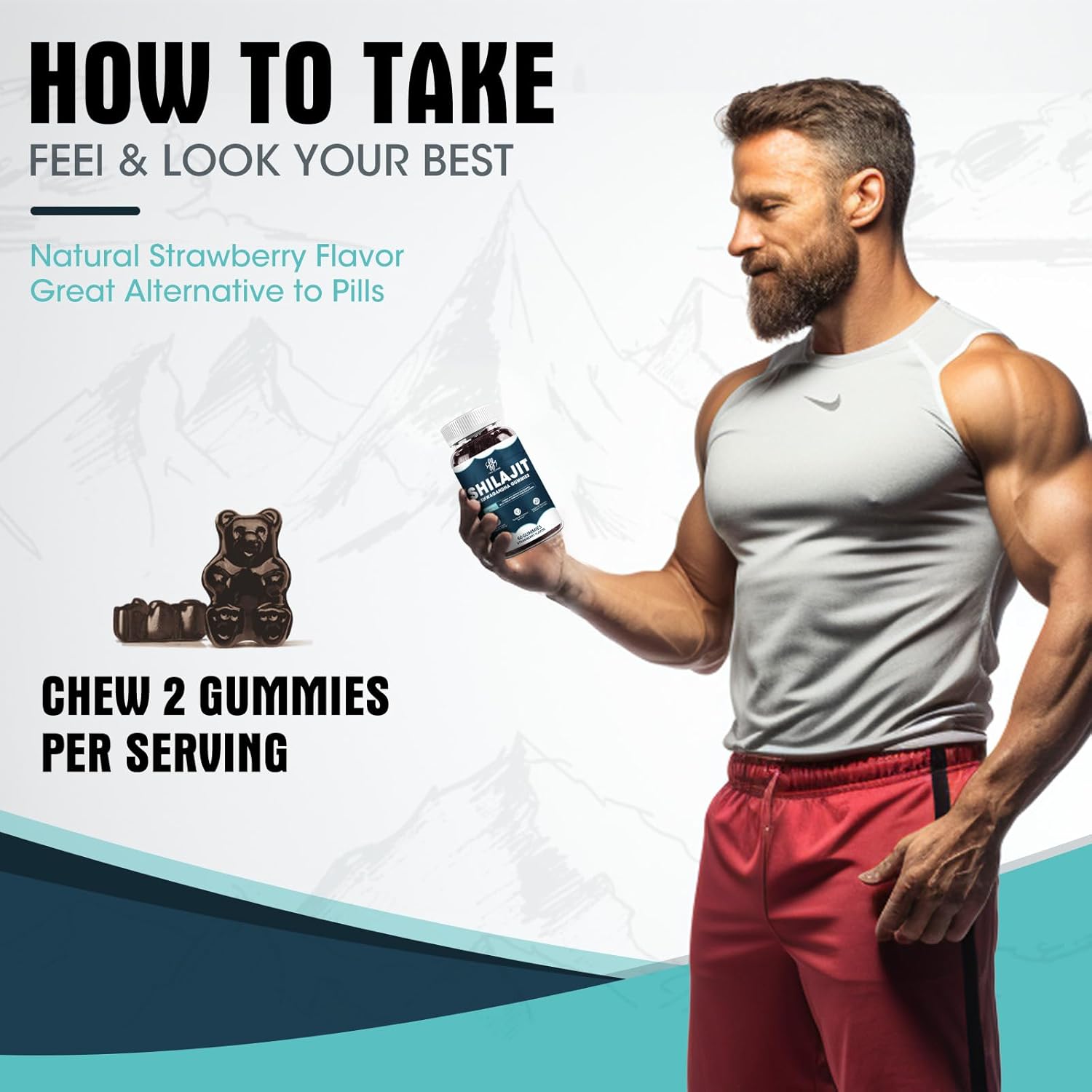 iMATCHME Shilajit Complex Gummies 1400MG with Ashwagandha for Energy and Immune Support - Men's Energy Booster, Sugar-Free Strawberry Flavor - 60 Count