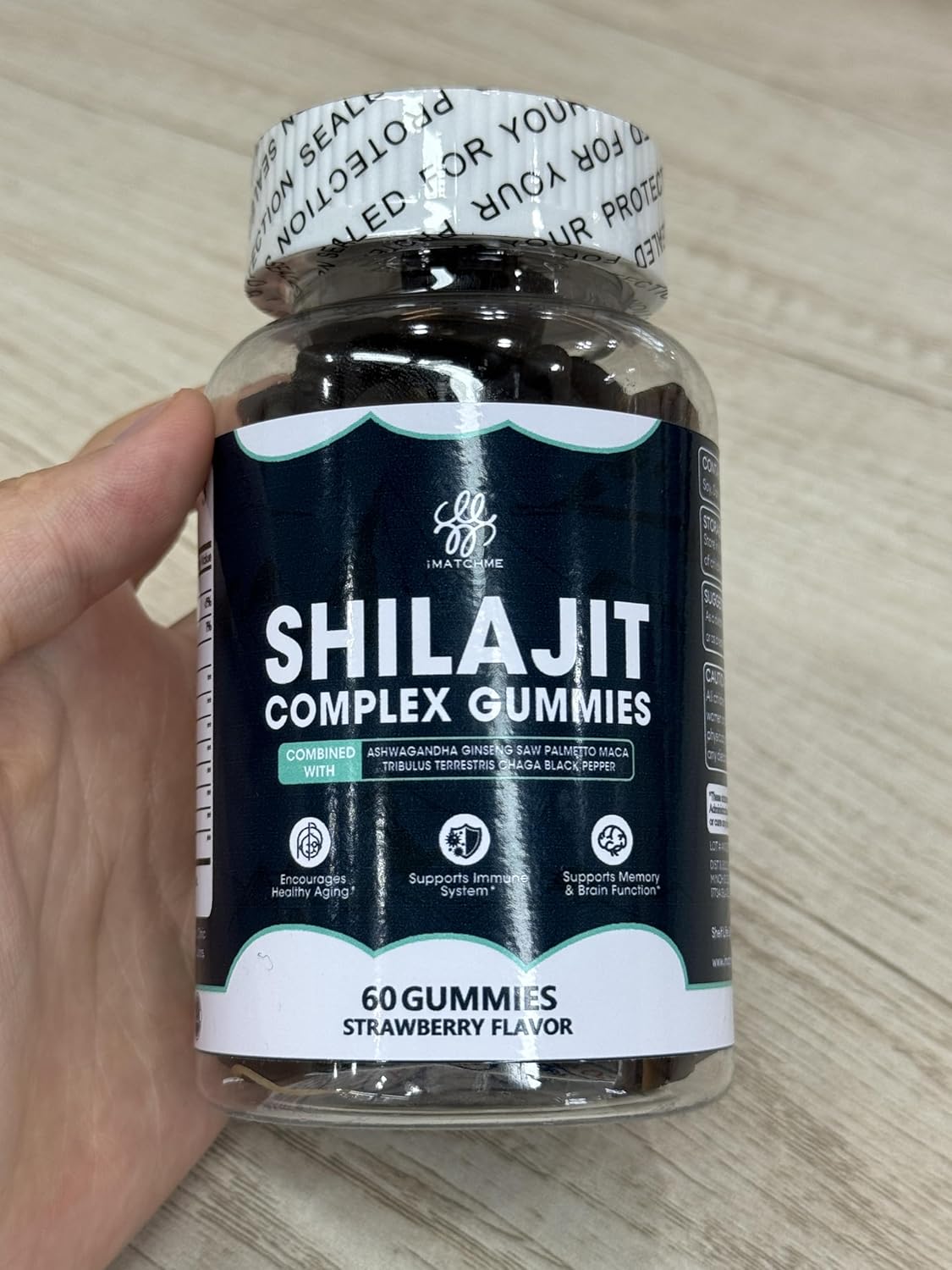 iMATCHME Shilajit Complex Gummies 1400MG with Ashwagandha for Energy and Immune Support - Men's Energy Booster, Sugar-Free Strawberry Flavor - 60 Count