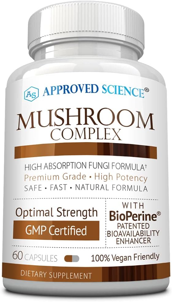 Immune and Cognitive Support Mushroom Complex with Lion’s Mane, Chaga, Reishi, Turkey Tail, Shiitake, and Oyster - 60 Vegan Capsules