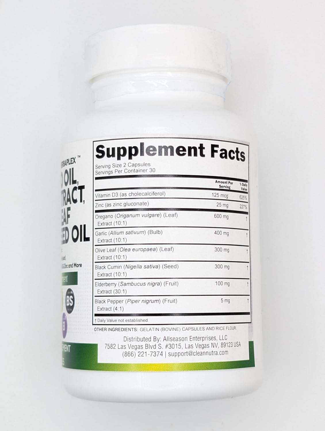 Immune and Digestive Health Supplement Bundle: Oregano Oil, Garlic Extract, Olive Leaf, Black Seed Oil, Vitamin D3, and Zinc - 5 Pack