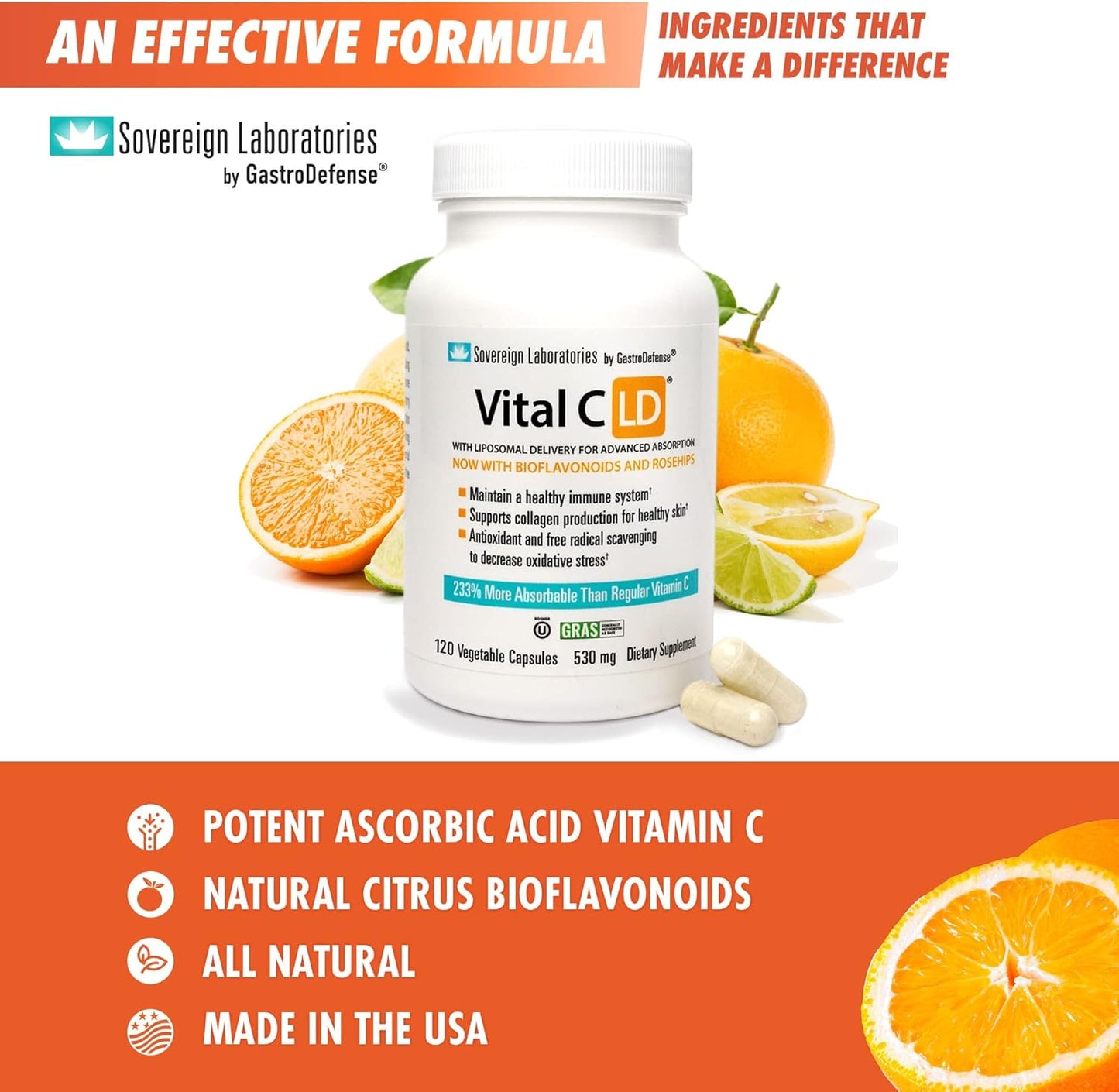 Immune-Boosting Colostrum-LD and Vitamin C Bundle - Support Gut Health and Immunity with Rosehips and Bioflavonoids - 94 Days Supply