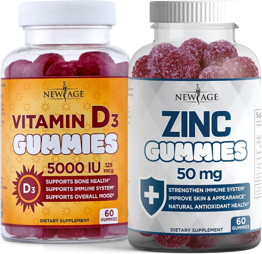 Immune Boosting Combo: Vitamin D3 and Zinc Gummies - 2 Pack, 120 Count