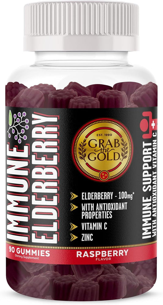 Immune-Boosting Elderberry Gummies with Vitamin C and Zinc - Gluten-Free and Vegetarian - 45 Day Supply