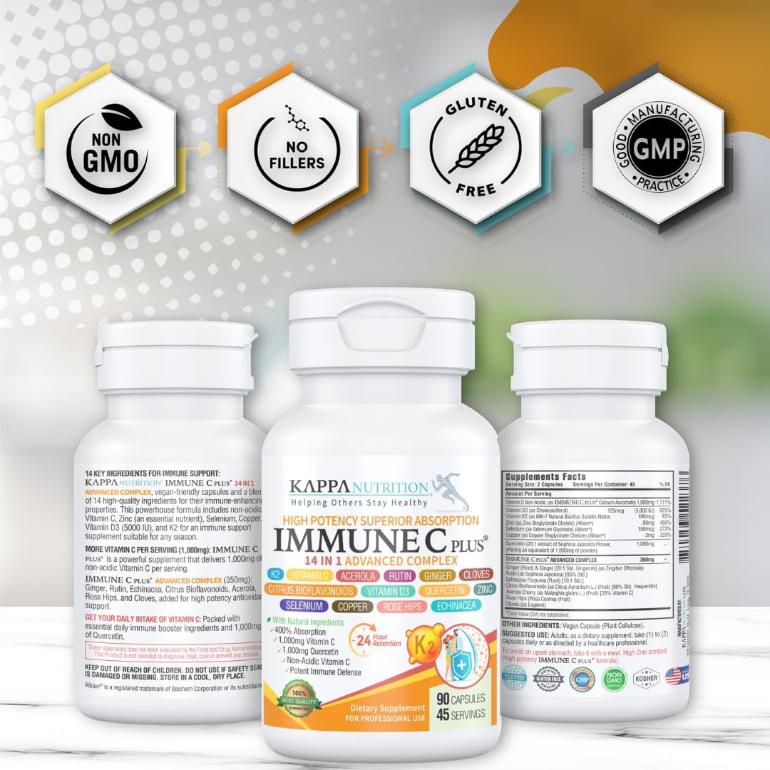 Immune Boosting Supplement with Quercetin, Vitamin C, Zinc, and Vitamin D3 - 60 Count