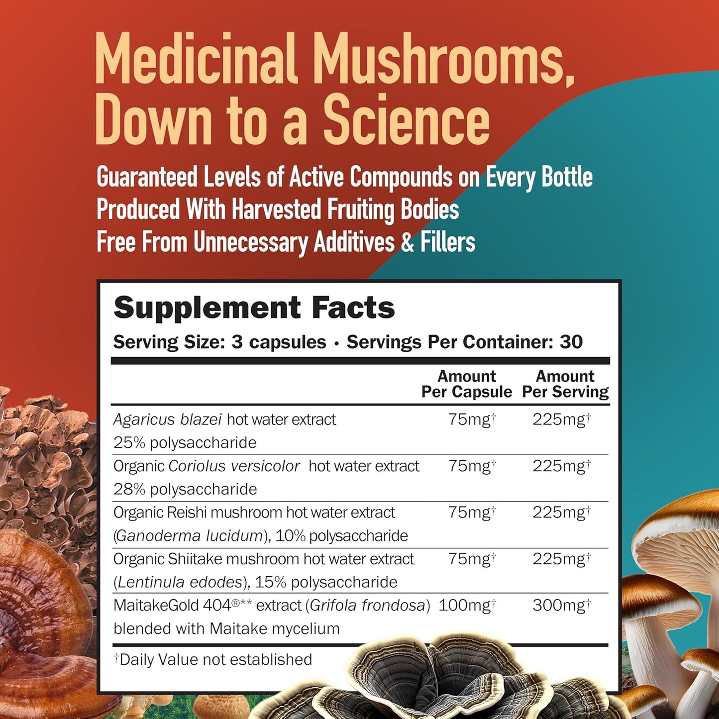 Immune Builder Mushroom Capsules with MaitakeGold, Reishi & Shiitake Extracts - 90 CT - Vegetarian Supplement for Adults