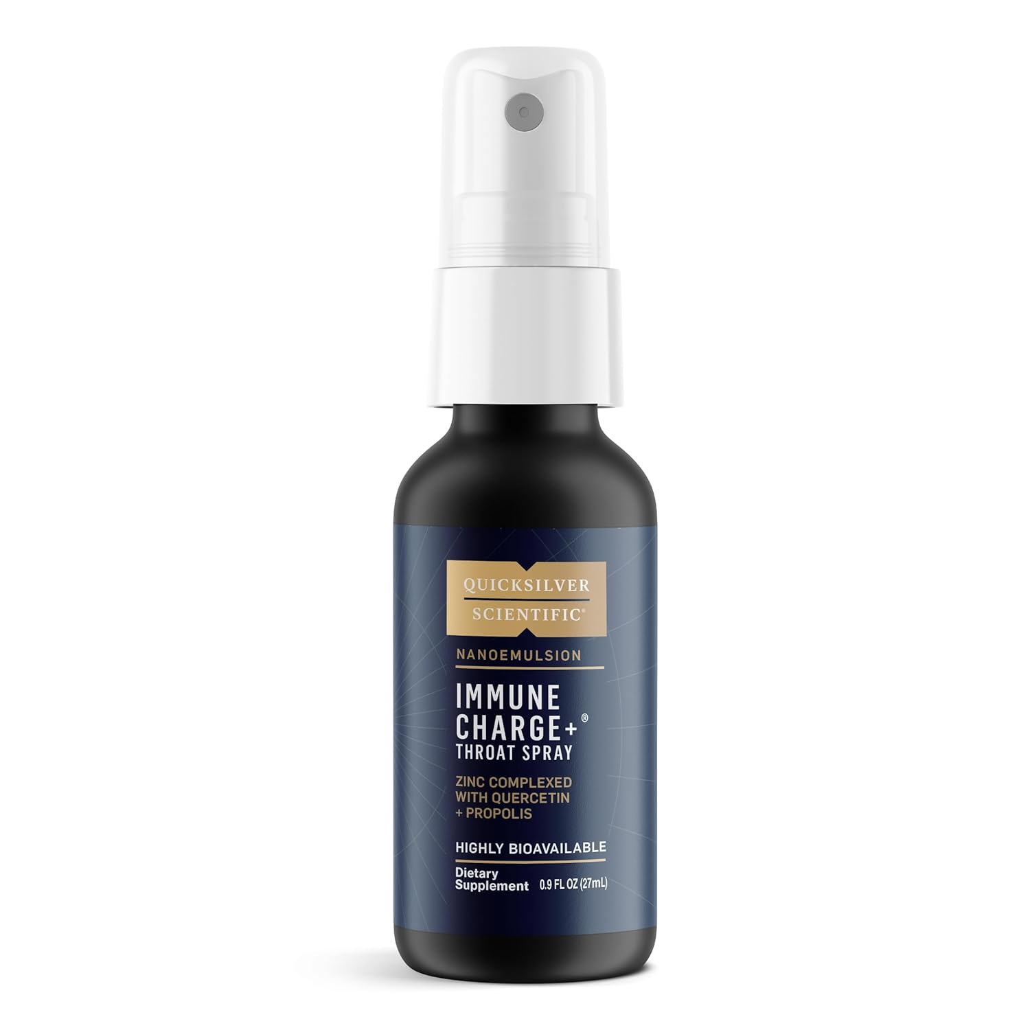 Immune Charge+ Zinc Throat Spray with Quercetin for Immune Support - Liposomal Absorption Technology - 0.9 fl oz