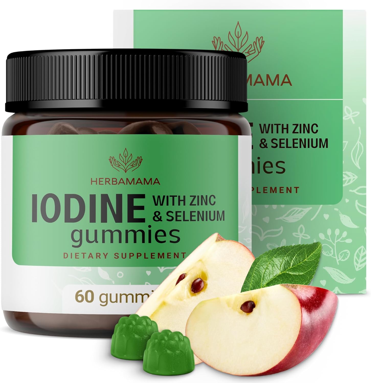 Immune Defense Gummies with Iodine, Zinc, and Selenium - Vegan & Non-GMO Apple Flavored Chews - 60 Count