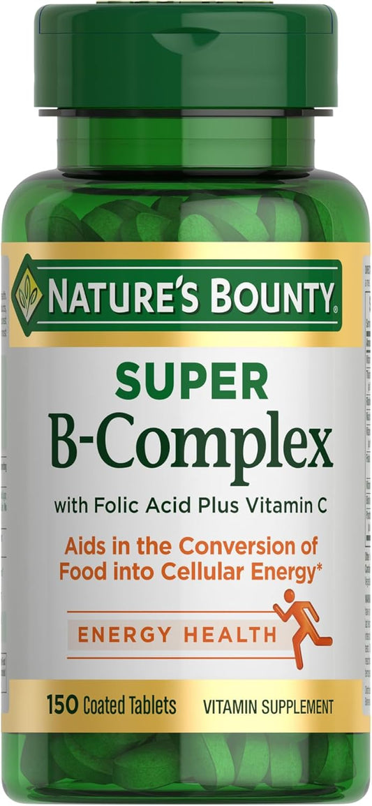 Immune & Energy Support: Nature's Bounty Super B Complex with Vitamin C & Folic Acid - 150 Tablets