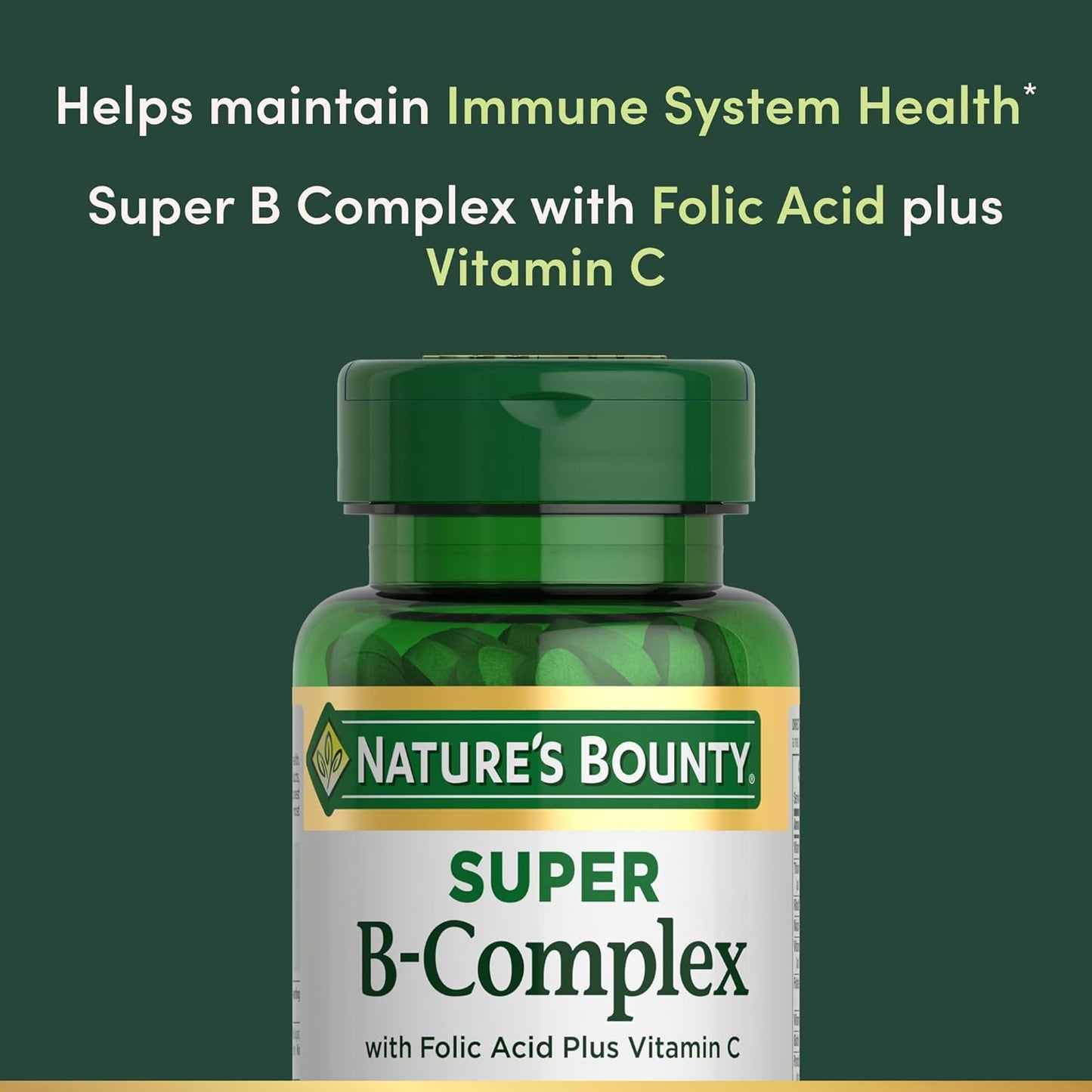 Immune & Energy Support: Nature's Bounty Super B Complex with Vitamin C & Folic Acid - 150 Tablets